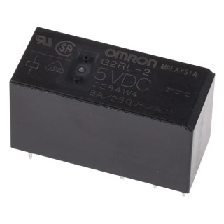 Omron PCB Power Relay 5V DC Coil, 8A Switching Current, DPDT Contact Configuration G2RL-2 DC5