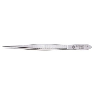 Bernstein 120mm Nickel Plated Steel Narrow, Serrated ESD Safe Tweezer 5-121