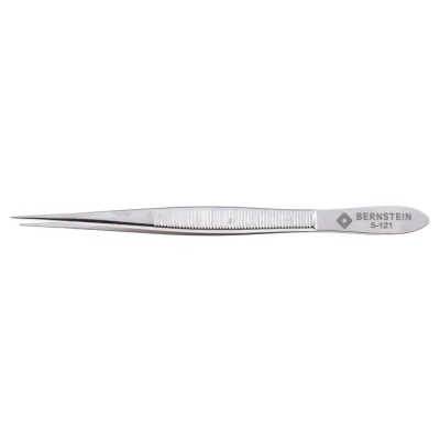 Bernstein 120mm Nickel Plated Steel Narrow, Serrated ESD Safe Tweezer 5-121