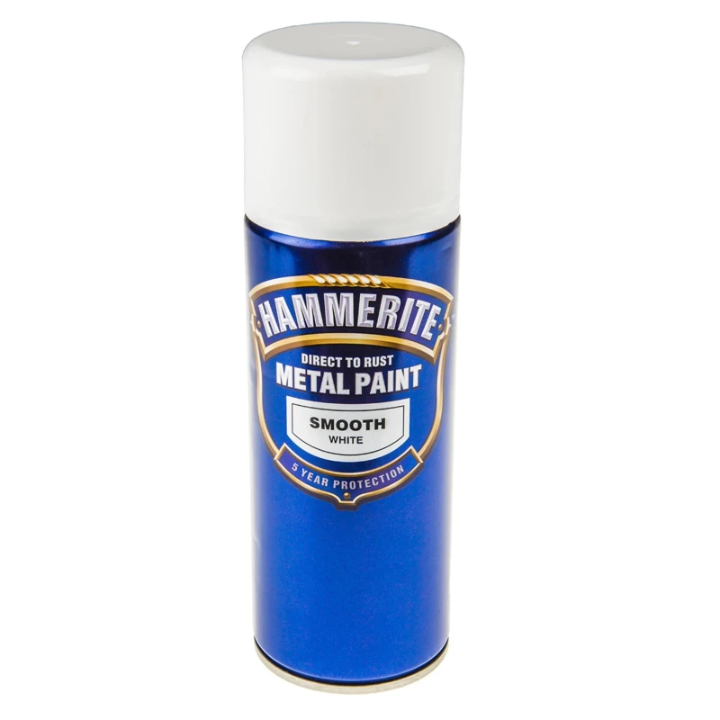 Hammerite 400 ml White Smooth Spray Paint Direct To Rust Metal Paint Smooth Aerosol 5084782
