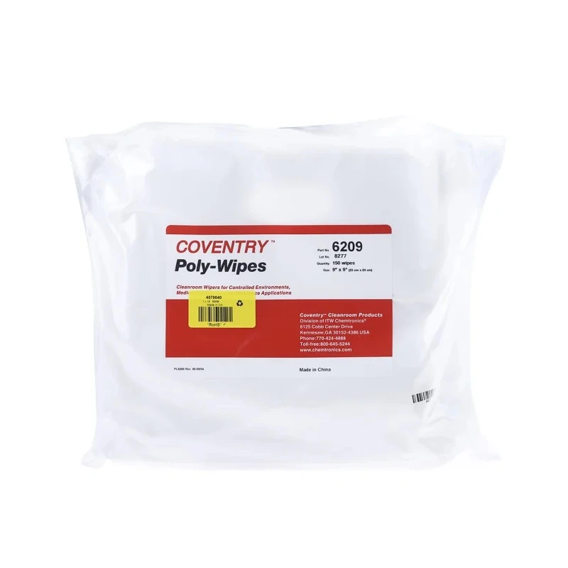 RS PRO Coventry Poly-Wipes Dry Cleanroom Wipes Bag 230 x 230 mm 150 Per Pack 6209