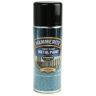 Hammerite Direct To Rust Metal Spray Paint Black Hammered Finish 400 ml 5084781