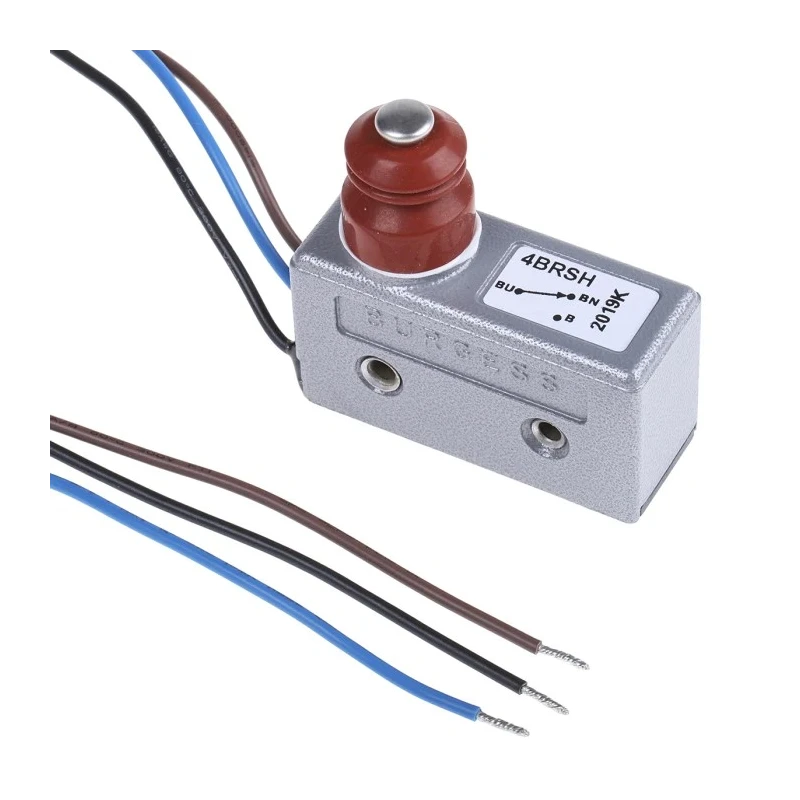 Saia-Burgess Plunger Micro Switch Pre-Wired Terminal 15A 250V AC SPCO Zinc Alloy Housing IP67 4BRSH