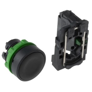 Schneider Electric Harmony XB5 Series Push Button Switch, Slow Break, Panel Mount, 22 mm Cutout, SPST, Black LED XB5AA21