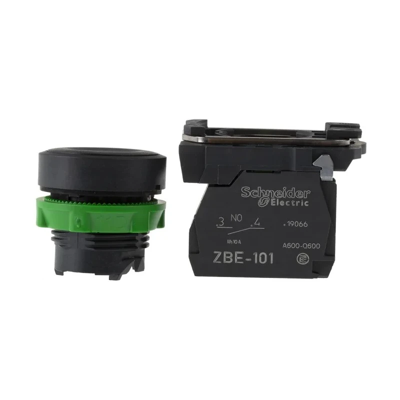 Schneider Electric Harmony XB5 Series Push Button Switch, Slow Break, Panel Mount, 22 mm Cutout, SPST, Black LED XB5AA21