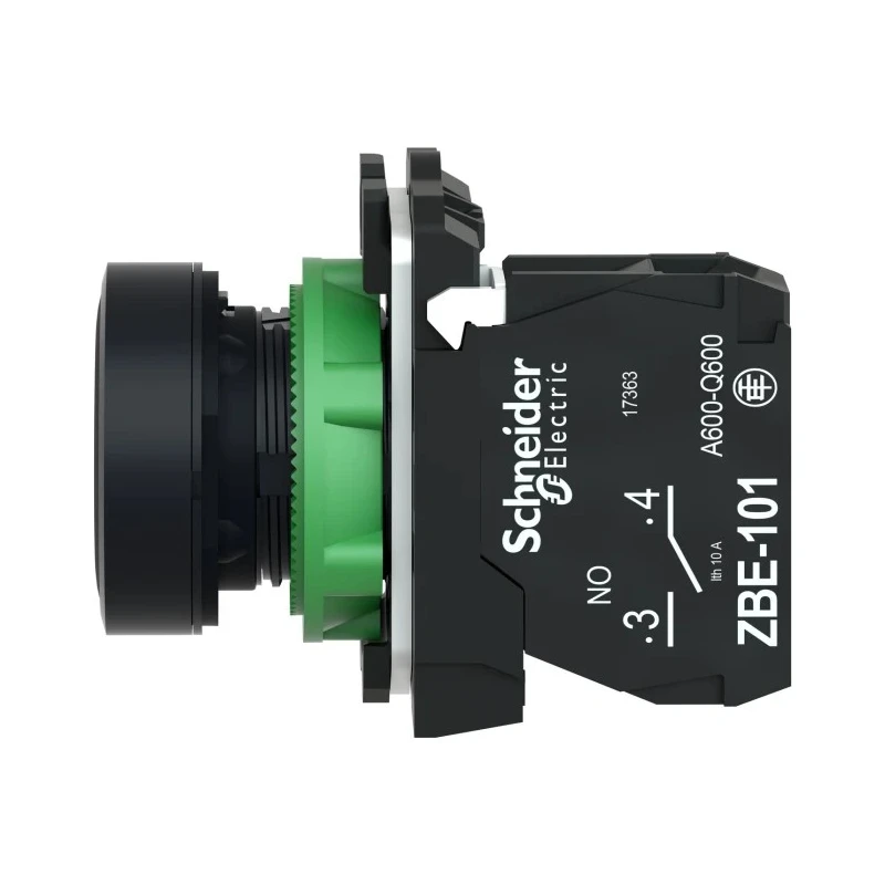 Schneider Electric Harmony XB5 Series Push Button Switch, Slow Break, Panel Mount, 22 mm Cutout, SPST, Black LED XB5AA21