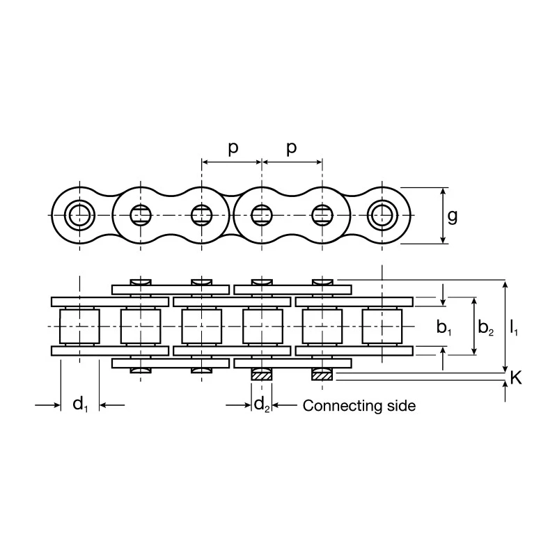 Witra 12B-1 Roller Chain, 5 m Length, 22.7 mm Pin Length, 19.05 mm Pitch Steel Chain CW12B ISO 606 (DIN 8187)