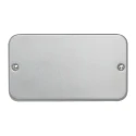 Contactum Grey 2 Gang Steel Light Switch Cover Metal Clad Series CLA3027