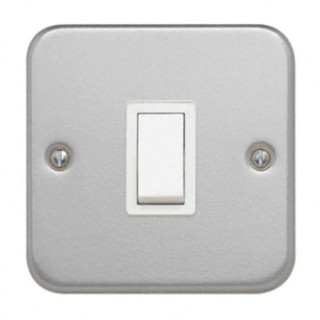 Contactum White 1 Way DP Switch, 1 Gang, Metal Clad, 20A, 250V CLA3796
