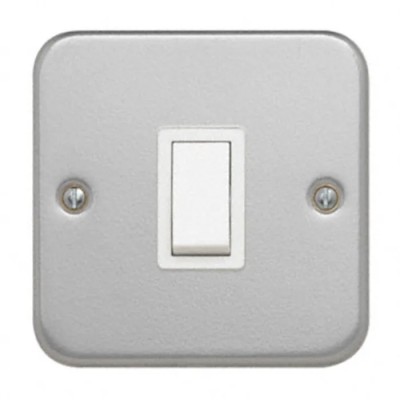 Contactum White 1 Way DP Switch, 1 Gang, Metal Clad, 20A, 250V CLA3796