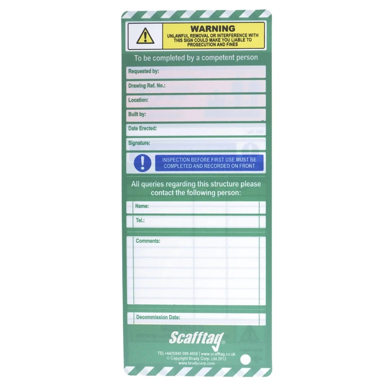 ScaffTag Safety Scaffolding Tag Orange English Language 10 Per Pack SCF04A/O