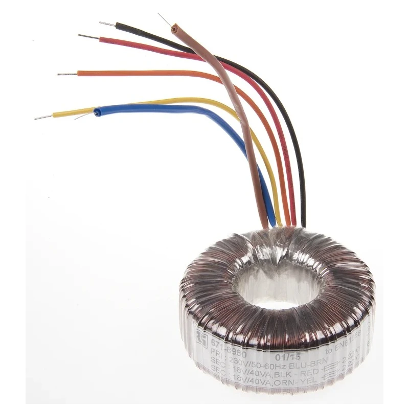 RS PRO Toroidal Transformer 230 V ac Input 2 x 18 V ac Output 80 VA 2 Outputs 671-8980