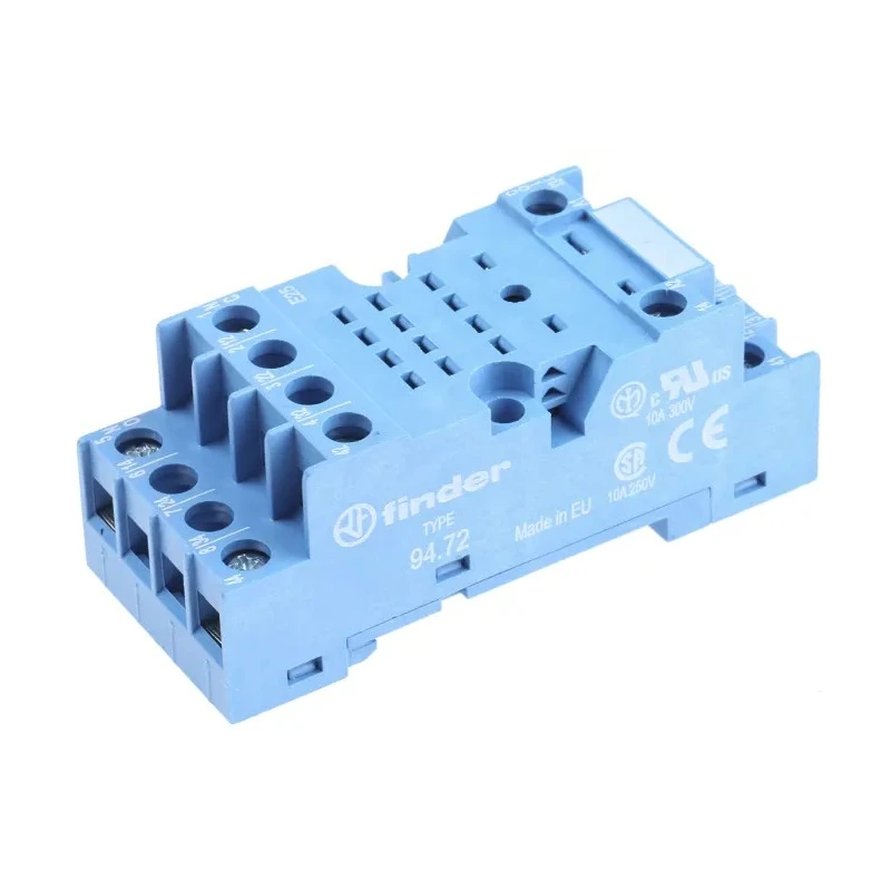 Finder 8 Contact 250V AC 10A Screw Terminal DIN Rail Relay Socket 94.72SMA