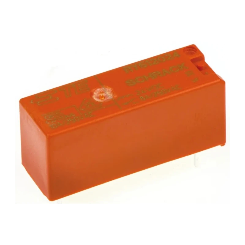 TE Connectivity PCB Power Relay SPDT, 24V DC Coil Voltage, 8A Switching Current, Gold Plated Contacts RY612024