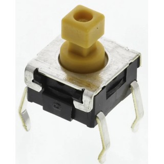 Omron IP67 Yellow Tactile Switch Plunger 3.9 mm SPST 50mA 24 V dc Through Hole B3W-1052