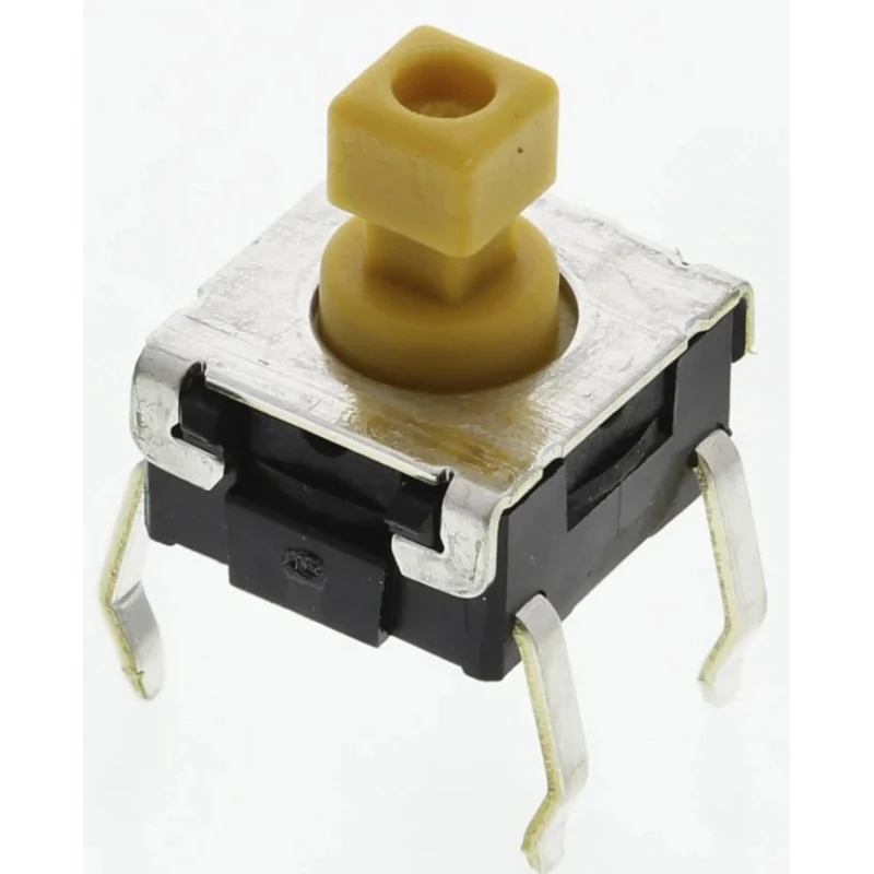 Omron IP67 Yellow Tactile Switch Plunger 3.9 mm SPST 50mA 24 V dc Through Hole B3W-1052