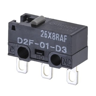 Omron Pin Plunger Micro Switch, Solder Terminal, 100mA, 30V DC, SPDT, IP40 D2F-01-D3