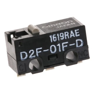 Omron Ultra Subminiature Pin Plunger Micro Switch, Solder Terminal, 100mA, 30 V dc, SPDT, IP40 D2F-01F-D