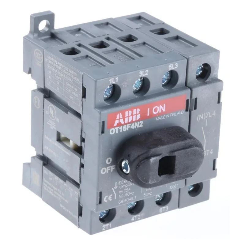 ABB 4-Pole DIN Rail Non-Fused Isolator Switch, IP20, 16A, 75 kW OT16F4N2 1SCA104829R1001