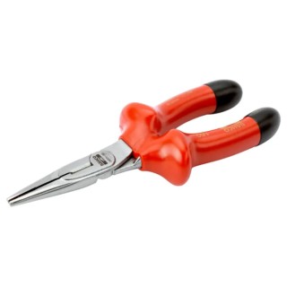 Bahco VDE/1000V Approved Long Nose Plier, Stainless Steel, Chrome Finish, 200mm Overall, 72mm Jaw, Model 2430V-200