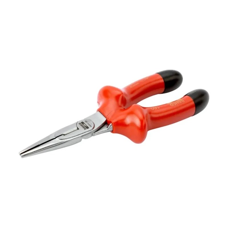 Bahco VDE/1000V Approved Long Nose Plier, Stainless Steel, Chrome Finish, 200mm Overall, 72mm Jaw, Model 2430V-200