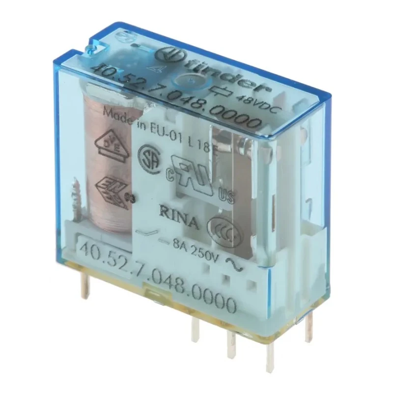Finder Power Relay PCB Mount, 48V DC Coil, 8A Switching Current, DPDT Contact Configuration 40.52.7.048.0000