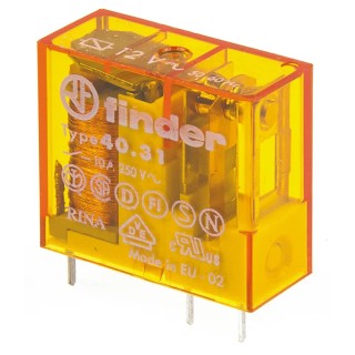 Finder 40 Series Power Relay 12V AC Coil Voltage, 10A Switching Current, SPDT, PCB Mount 40.31.8.012.0000