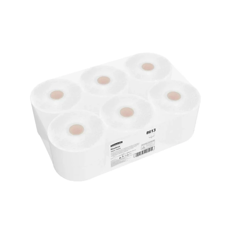 Hostess Jumbo Size Toilet Roll 12 Rolls 12000 Sheets 76mm Core Diameter Single Ply 8613