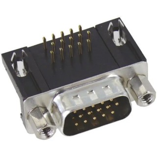 HARTING 15 Way Right Angle 2.29 mm Pitch Through Hole D-Sub Connector with 4 to 40 UNC Screw Lock Male 09561627813