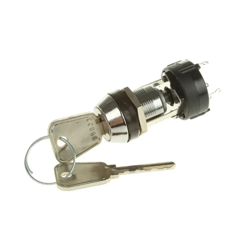 Lorlin IP67 High Security Key Switch, SPST, 150mA, 4-Position Chrome Plated Zinc Alloy 