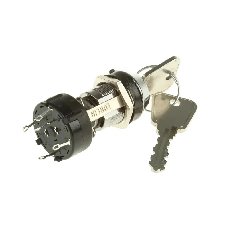 Lorlin IP67 High Security Key Switch, SPST, 150mA, 4-Position Chrome Plated Zinc Alloy 