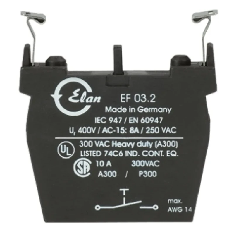 Schmersal Contact Block for Emergency Stop Push Button 40V 10A Flat Plug-In Connector EF03.3