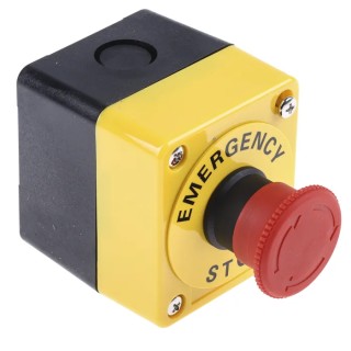 Omron A22E Series Twist Release Emergency Stop Push Button, Panel Mount, 22 mm Cutout, 1 NC, IP65 A22E-M-01B