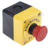 Omron A22E Series Twist Release Emergency Stop Push Button, Panel Mount, 22 mm Cutout, 1 NC, IP65 A22E-M-01B