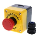Omron A22E Series Twist Release Emergency Stop Push Button, Panel Mount, 22 mm Cutout, 1 NC, IP65 A22E-M-01B