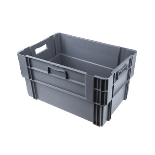 RS PRO 60L Grey Polypropylene Storage Box 320mm x 400mm x 600mm 725-9186