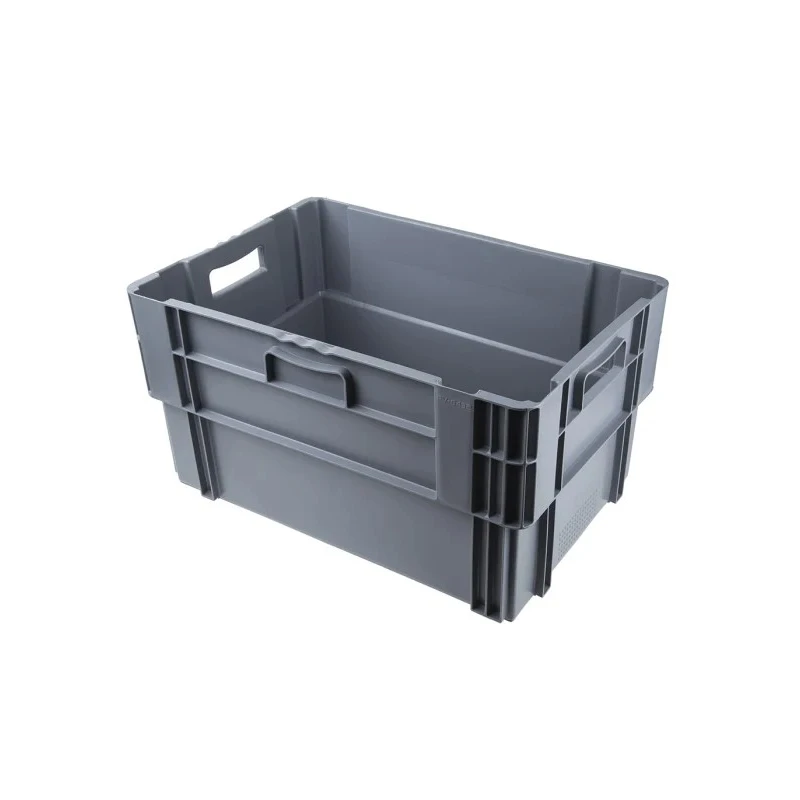 RS PRO 60L Grey Polypropylene Storage Box 320mm x 400mm x 600mm 725-9186