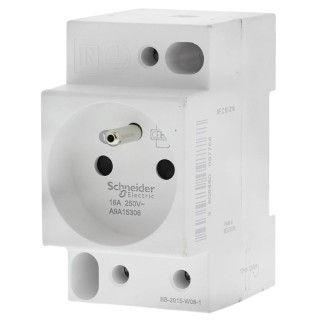 Schneider Electric 16A France Modular Socket White, DIN Rail Mount, Tunnel Termination A9A15306