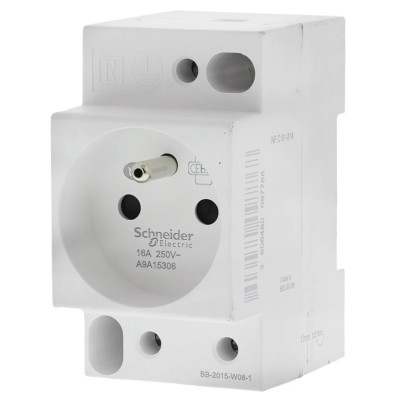 Schneider Electric 16A France Modular Socket White, DIN Rail Mount, Tunnel Termination A9A15306