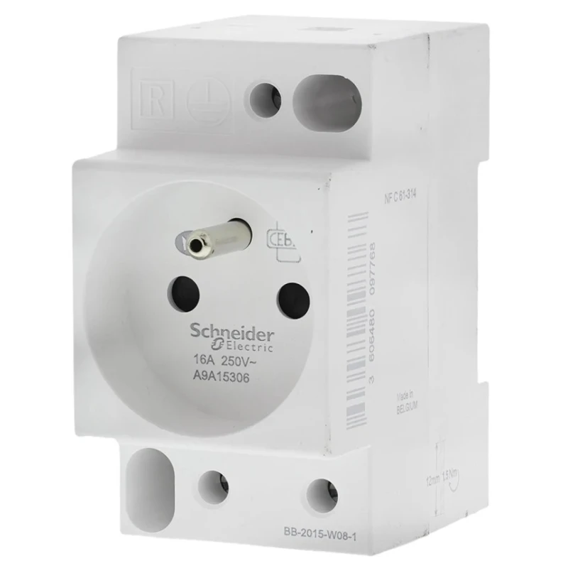 Schneider Electric 16A France Modular Socket White, DIN Rail Mount, Tunnel Termination A9A15306