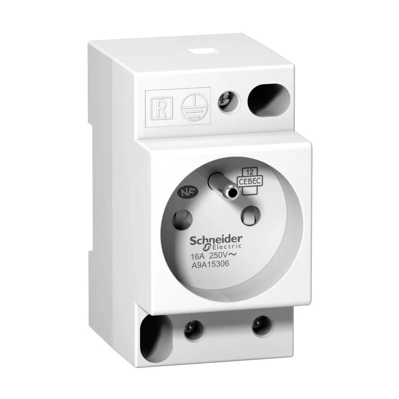 Schneider Electric 16A France Modular Socket White, DIN Rail Mount, Tunnel Termination A9A15306