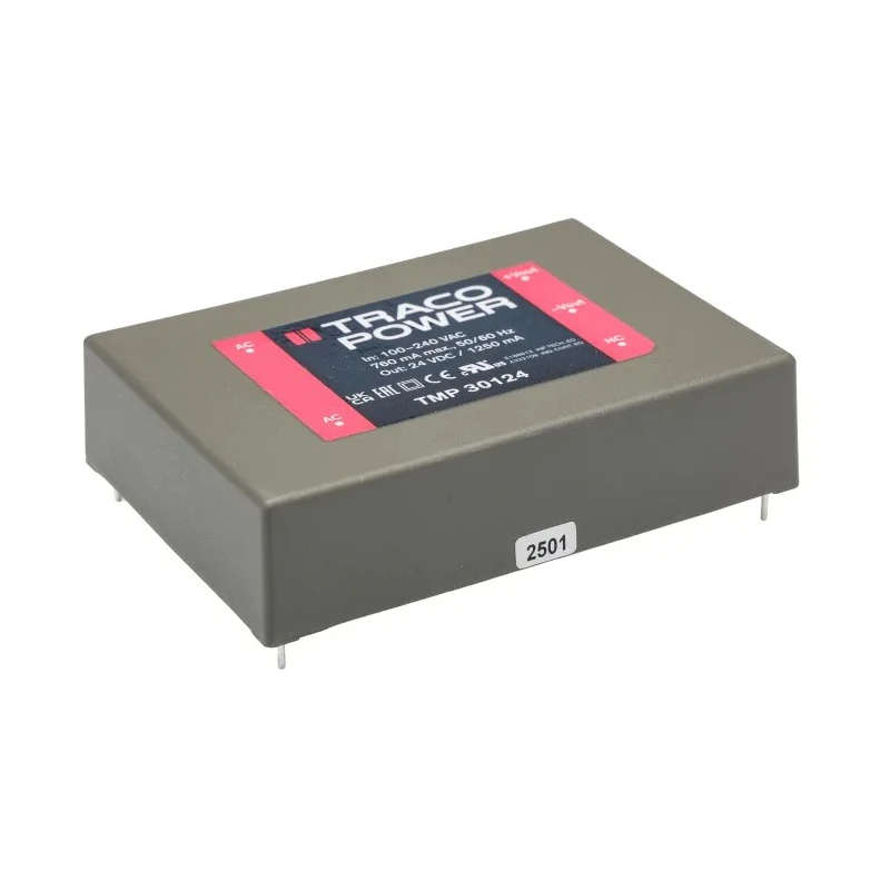 TRACOPOWER TMP 30124 Switching Power Supply 24V DC 30W 1.25A 85-264V AC Input PCB Mount TMP Series