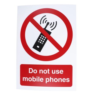 RS PRO Polypropylene Rigid Plastic Do Not Use Mobile Phones Prohibition Sign 210mm x 148mm 763-1737