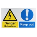 RS PRO Hazard Warning Sign Danger High Voltage Keep Out Polypropylene 300mm x 500mm 763-1718
