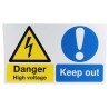 RS PRO Hazard Warning Sign Danger High Voltage Keep Out Polypropylene 300mm x 500mm 763-1718