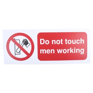 RS PRO Polypropylene Rigid Plastic Do Not Touch Men Working Prohibition Sign 250mm x 100mm 763-1995