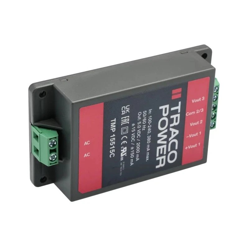 TRACOPOWER Switching Power Supply 3 Output 15V DC 15W Chassis Mount TMP 15515C