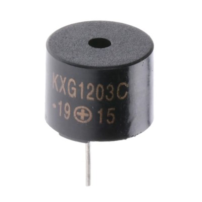 Kingstate Magnetic Buzzer Component Through Hole 12 mm Diameter 9.5 mm Height Continuous Tone 85 dB 2-5V dc KXG1203C