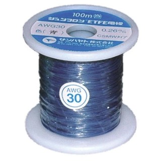 Sunhayato JUNFLON Series Blue 0.05 mm² Hook Up Wire, 30 AWG, 100 m, Ethylene Tetrafluoroethylene AWG30-100-U