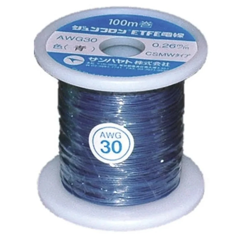 Sunhayato JUNFLON Series Blue 0.05 mm² Hook Up Wire, 30 AWG, 100 m, Ethylene Tetrafluoroethylene AWG30-100-U